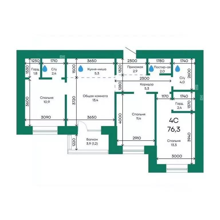 4-к кв. Алтайский край, Барнаул Просторная ул., 390к1 (76.3 м) - Фото 1