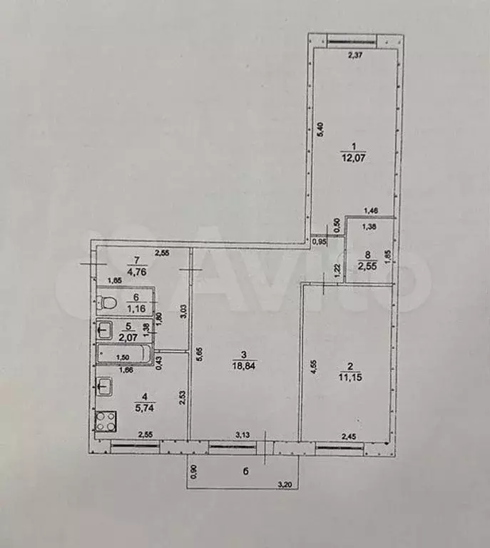 3-к. квартира, 58,3 м, 4/5 эт. - Фото 0