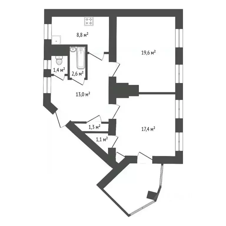 2-к кв. Башкортостан, Уфа ул. Чернышевского, 101 (64.6 м) - Фото 2