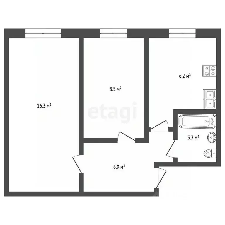 2-к кв. Архангельская область, Архангельск ул. Тимме, 16 (41.2 м) - Фото 2