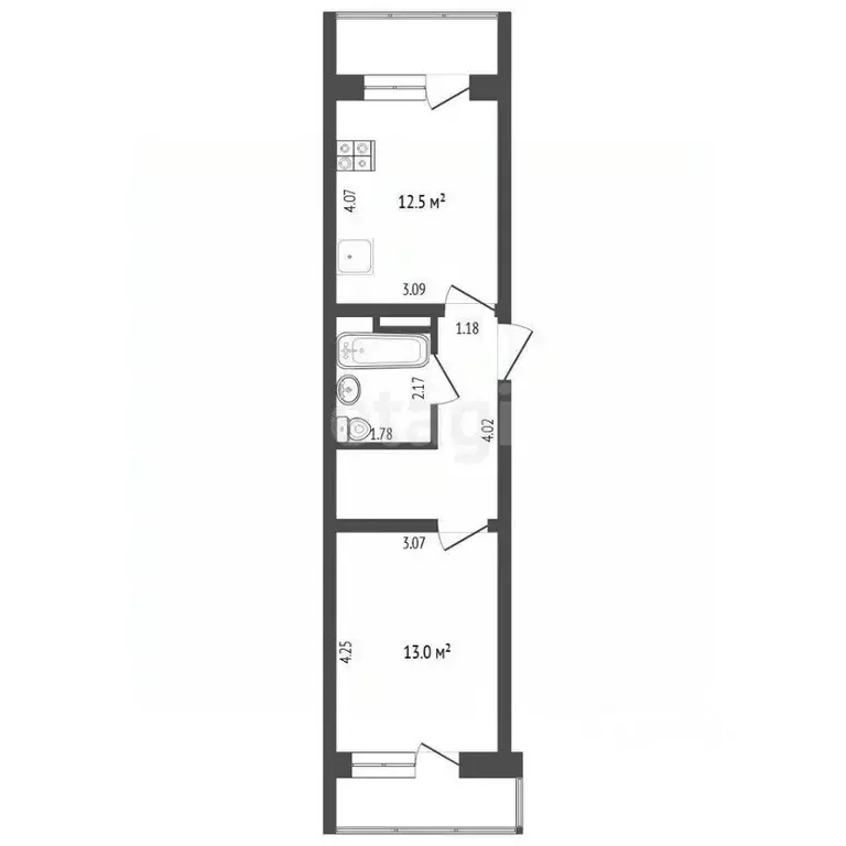 1-к кв. Тюменская область, Тюмень ул. Новоселов, 113 (37.0 м) - Фото 0