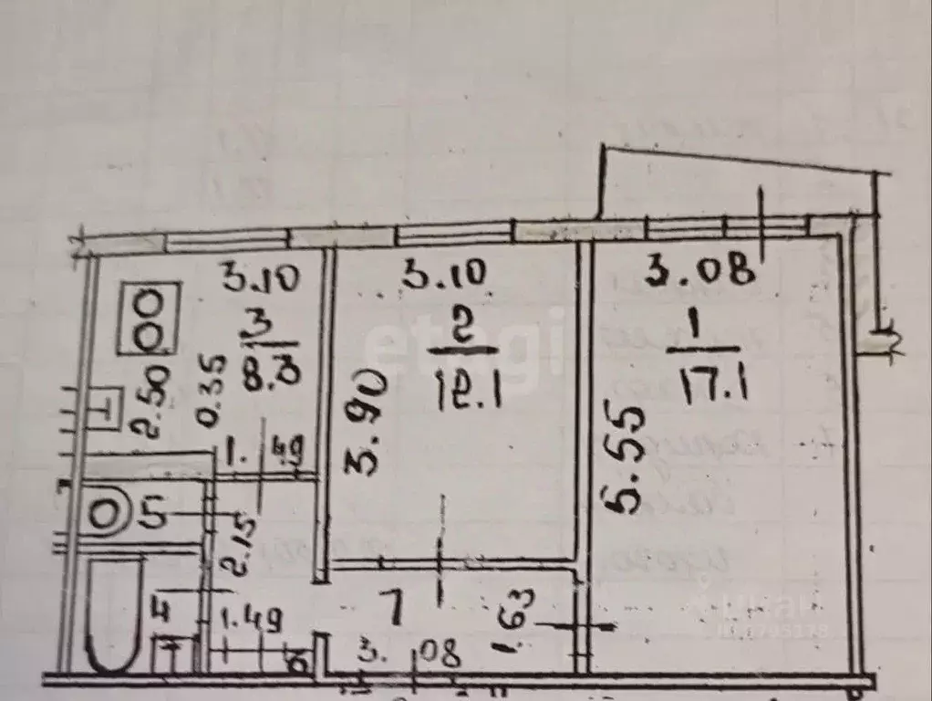 2-к кв. Татарстан, Казань ул. Фатыха Амирхана, 41 (51.0 м) - Фото 2