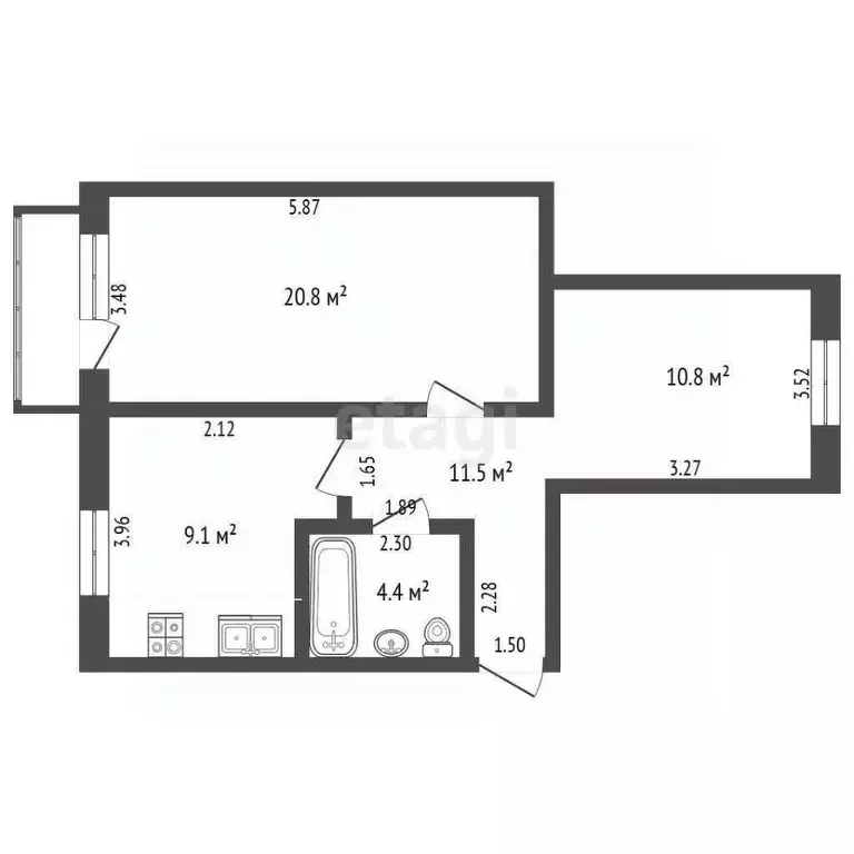 2-к кв. Ханты-Мансийский АО, Ханты-Мансийск ул. Чехова, 62А (55.1 м) - Фото 2