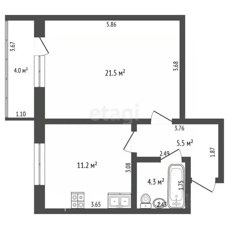 1-к кв. Саха (Якутия), Якутск ул. Якова Потапова, 14/2 (44.5 м) - Фото 1