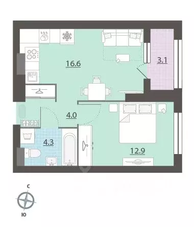 1-к кв. Свердловская область, Екатеринбург Центральный жилрайон, Азина ... - Фото 2