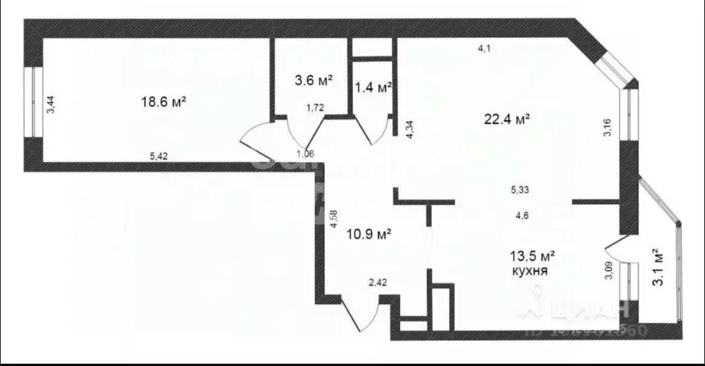 2-к кв. Московская область, Видное бул. Зеленые аллеи, 4 (74.0 м) - Фото 2