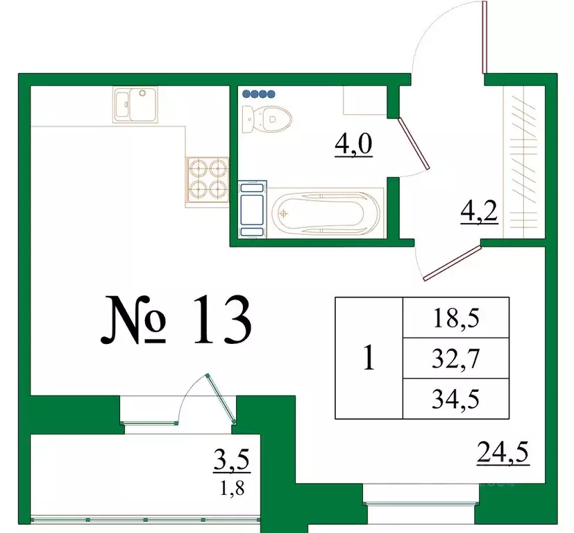 Студия Ленинградская область, Гатчина Красносельское ш., 4А (34.5 м) - Фото 0