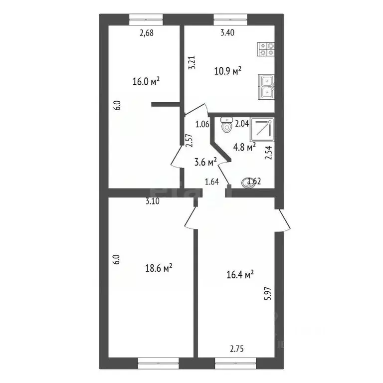 3-к кв. Ямало-Ненецкий АО, Новый Уренгой Юбилейная ул., 1А (70.3 м) - Фото 1