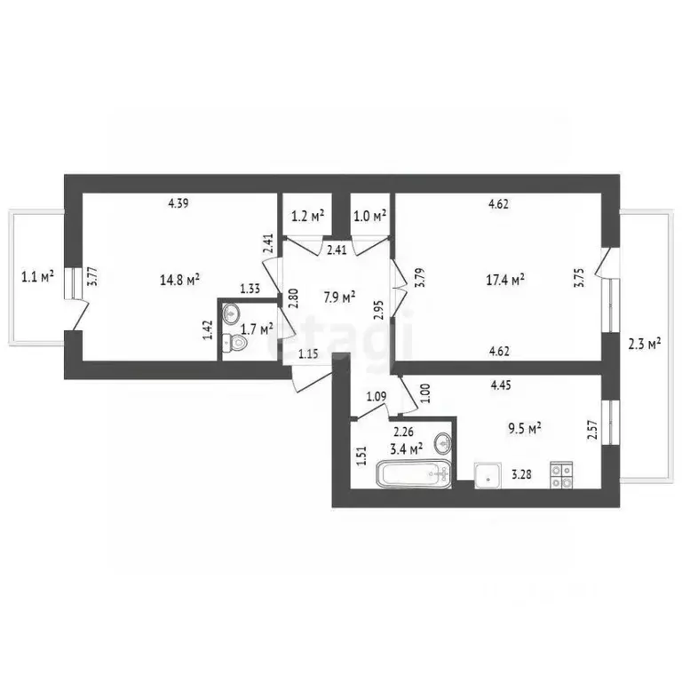 2-к кв. Крым, Феодосия ул. Грина, 35к2 (60.3 м) - Фото 2