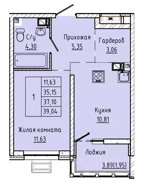 1-к кв. Ростовская область, Ростов-на-Дону ул. Текучева, 370/3 (36.45 ... - Фото 0