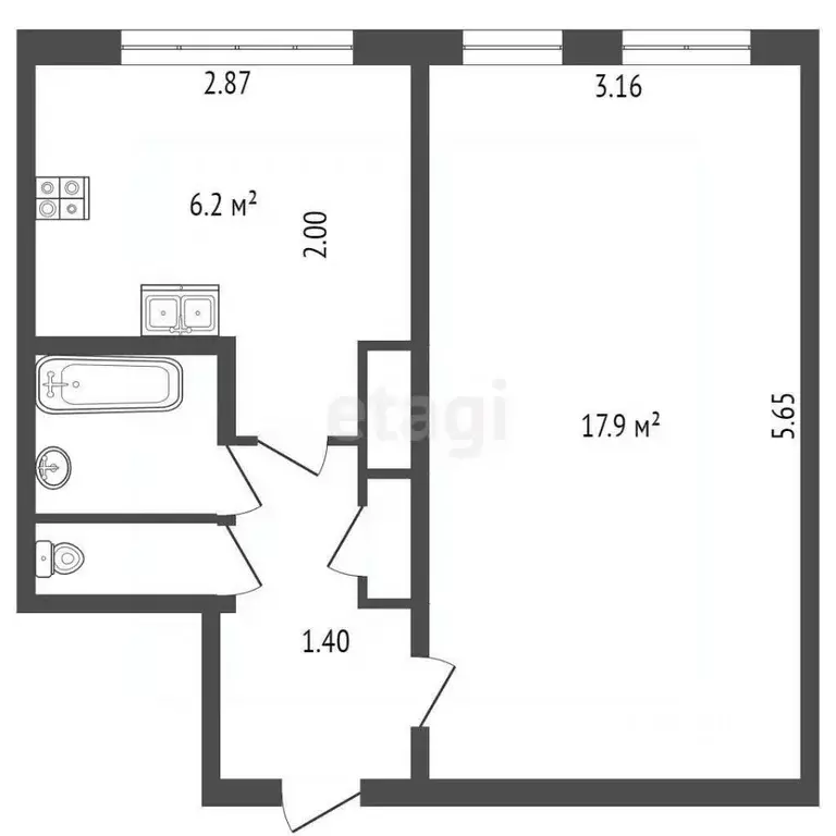 1-к кв. Санкт-Петербург Бухарестская ул., 7 (30.7 м) - Фото 1