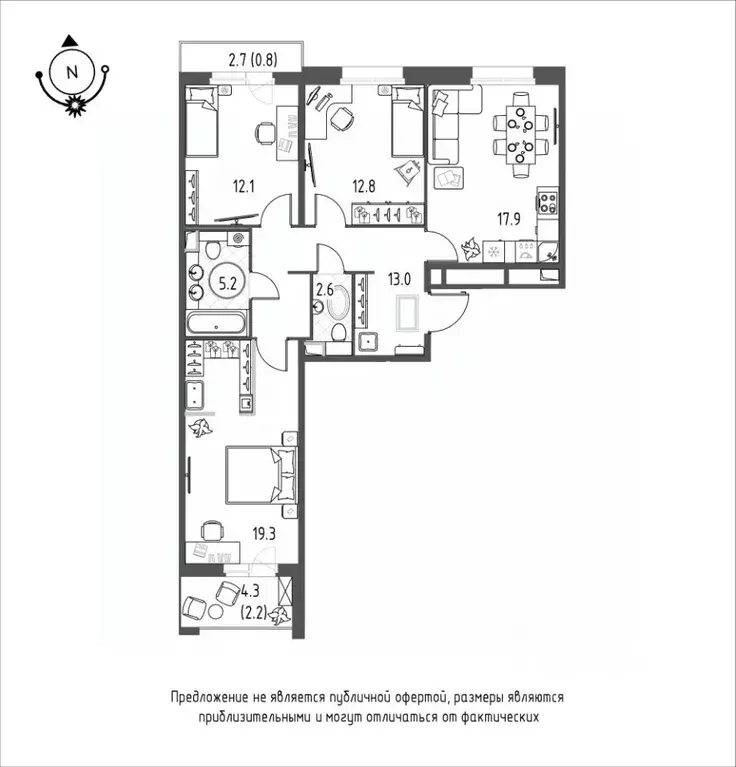 3-к кв. Омская область, Омск Зеленая река мкр,  (85.9 м) - Фото 0