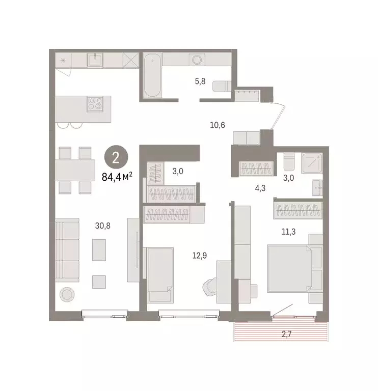 2-комнатная квартира: Екатеринбург, жилой район Сортировочный, ... - Фото 2