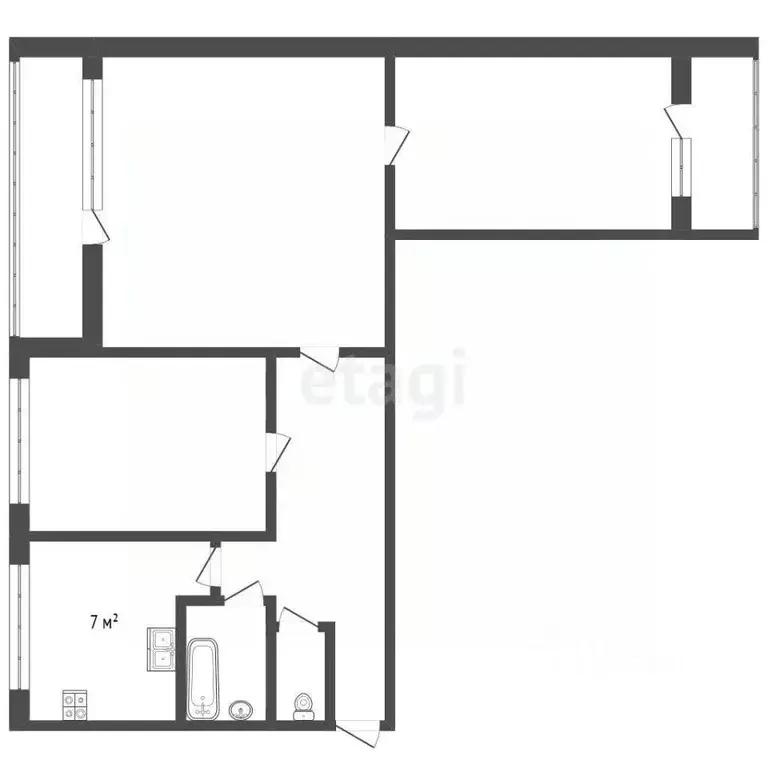 3-к кв. Санкт-Петербург ул. Сикейроса, 15К1 (57.0 м) - Фото 2