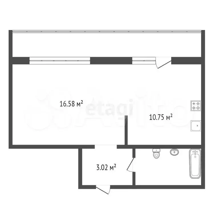 Квартира-студия, 41,6 м, 8/9 эт. - Фото 0