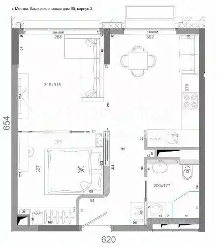 2-к кв. Москва Каширское ш., 65к3 (40.0 м) - Фото 2