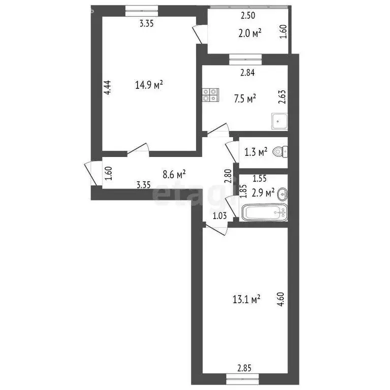 2-комнатная квартира: Ишим, Большая улица, 169 (48.3 м) - Фото 0