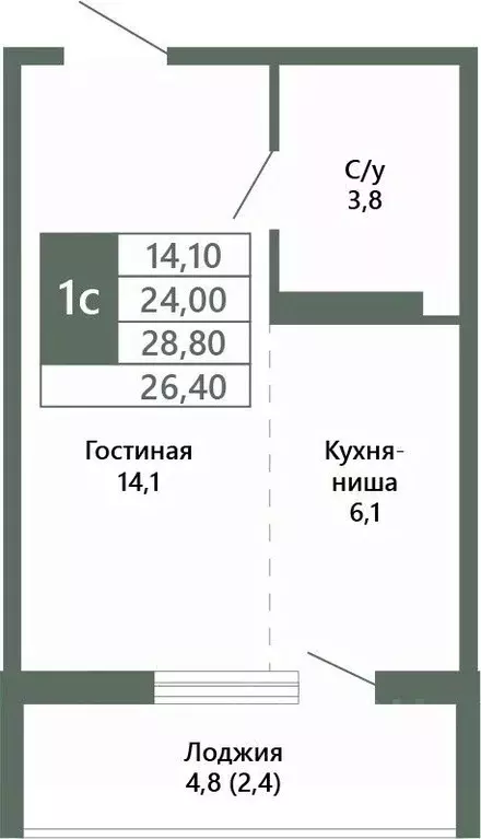 1-к кв. Кемеровская область, Кемерово 64-й мкр, Лучи жилой комплекс ... - Фото 1