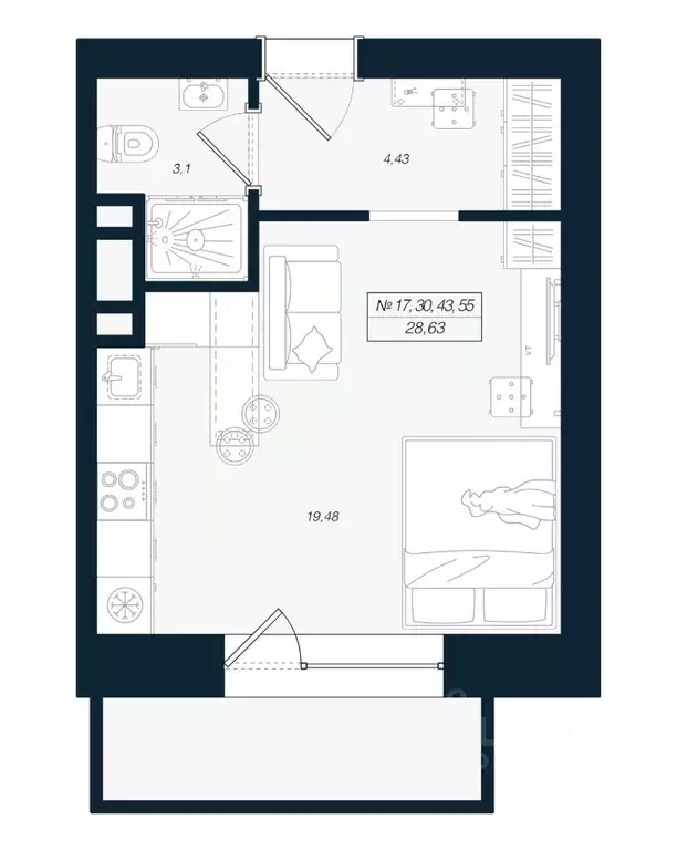 Студия Ленинградская область, Выборгский район, Рощино пгт ул. ... - Фото 1