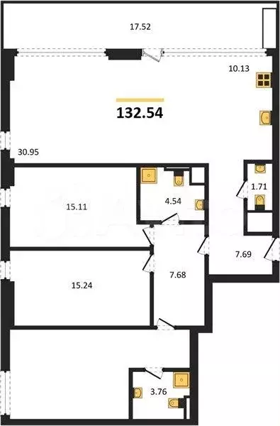 3-к. квартира, 132,5 м, 11/12 эт. - Фото 1