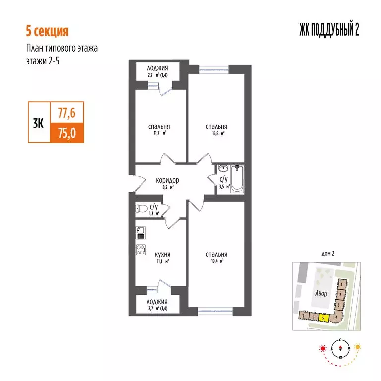 3-комнатная квартира: посёлок городского типа Петра Дубрава, ЖК ... - Фото 1