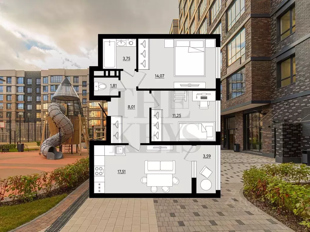 2-к кв. Санкт-Петербург просп. Обуховской обороны, 36 (56.4 м) - Фото 1