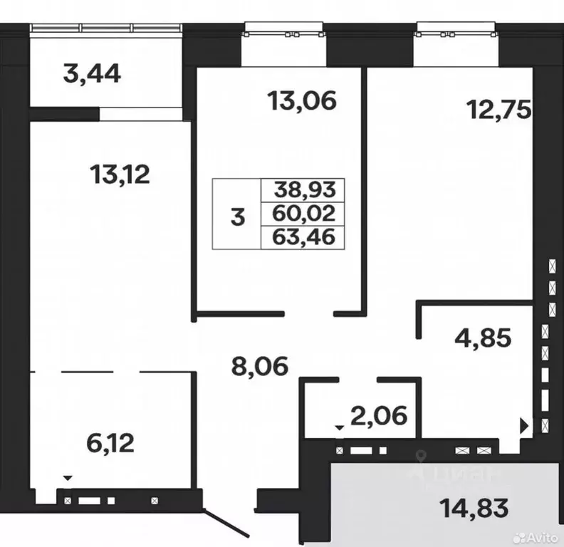 3-к кв. Волгоградская область, Волгоград Новоремесленная ул., 7 (60.5 ... - Фото 2