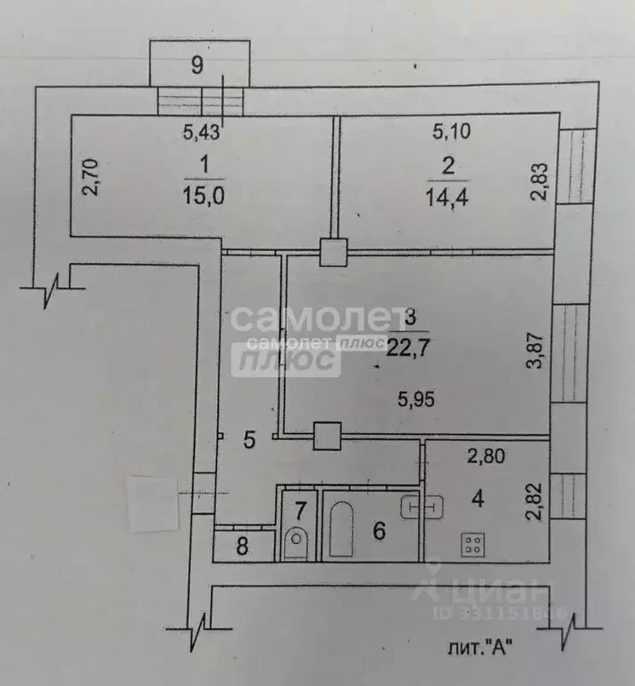 3-к кв. Московская область, Электросталь ул. Николаева, 35 (78.6 м) - Фото 2
