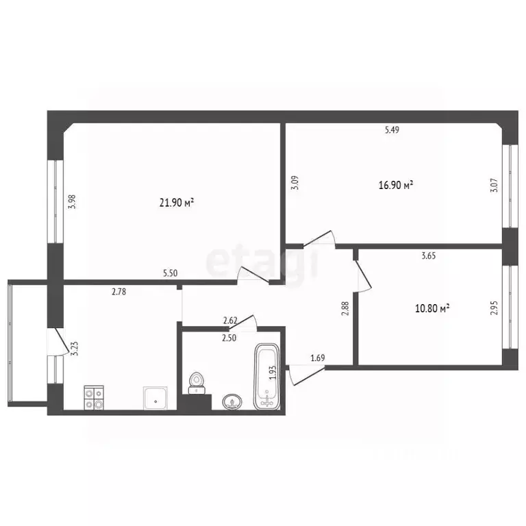 3-к кв. Чувашия, Чебоксары ул. Алексея Талвира, 6 (70.8 м) - Фото 2