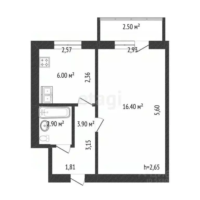 1-к кв. Ростовская область, Ростов-на-Дону ул. Малюгиной, 278 (29.3 м) - Фото 1