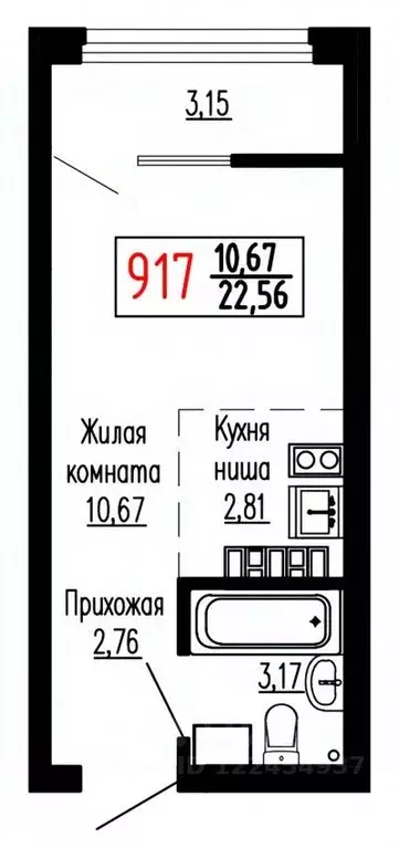 Студия Свердловская область, Екатеринбург ул. Лыжников, 3 (22.8 м) - Фото 0