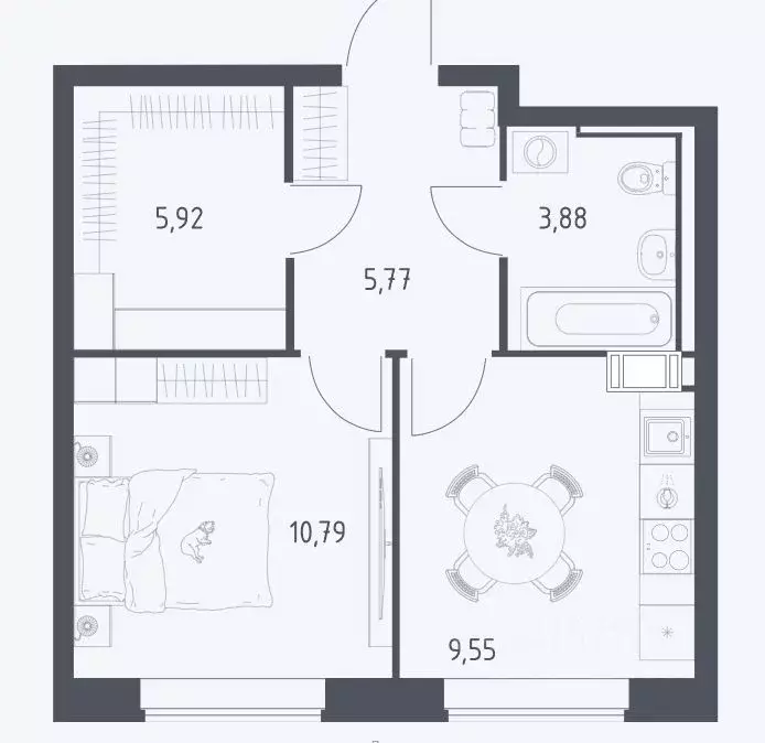 1-к кв. Московская область, Люберцы городской округ, Мирный пгт ул. ... - Фото 2
