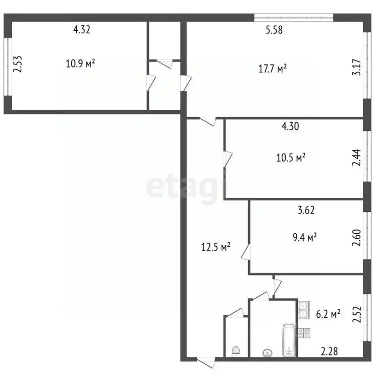 4-к кв. Санкт-Петербург Северный просп., 24К3 (73.2 м) - Фото 2
