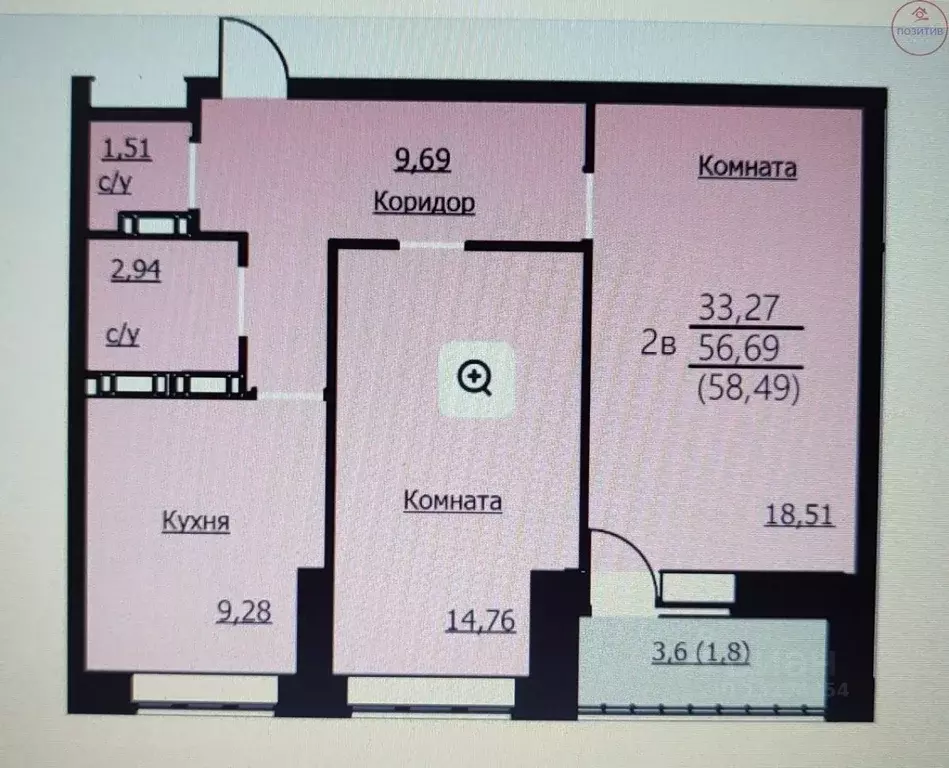 2-к кв. Ярославская область, Ярославль Красноборская ул., 38к2 (58.49 ... - Фото 2