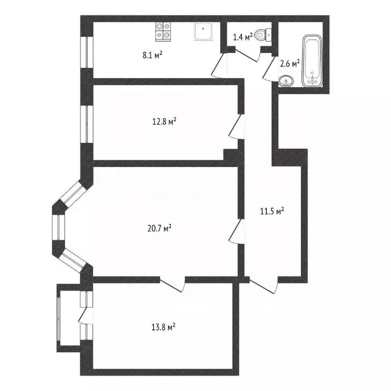 3-к кв. Нижегородская область, Нижний Новгород ул. Белинского, 106а ... - Фото 2