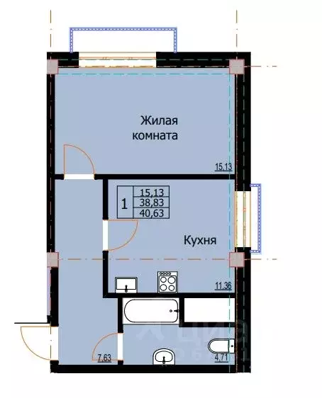 1-к кв. Ставропольский край, Ессентуки  (40.63 м) - Фото 0
