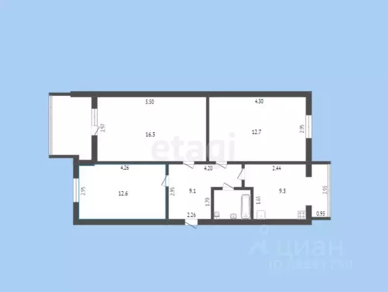 3-к кв. Карачаево-Черкесия, Черкесск просп. Ленина, 54 (63.3 м) - Фото 1