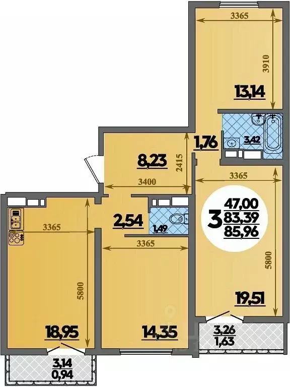 3-к кв. Краснодарский край, Новороссийск Город у Моря жилой комплекс ... - Фото 1