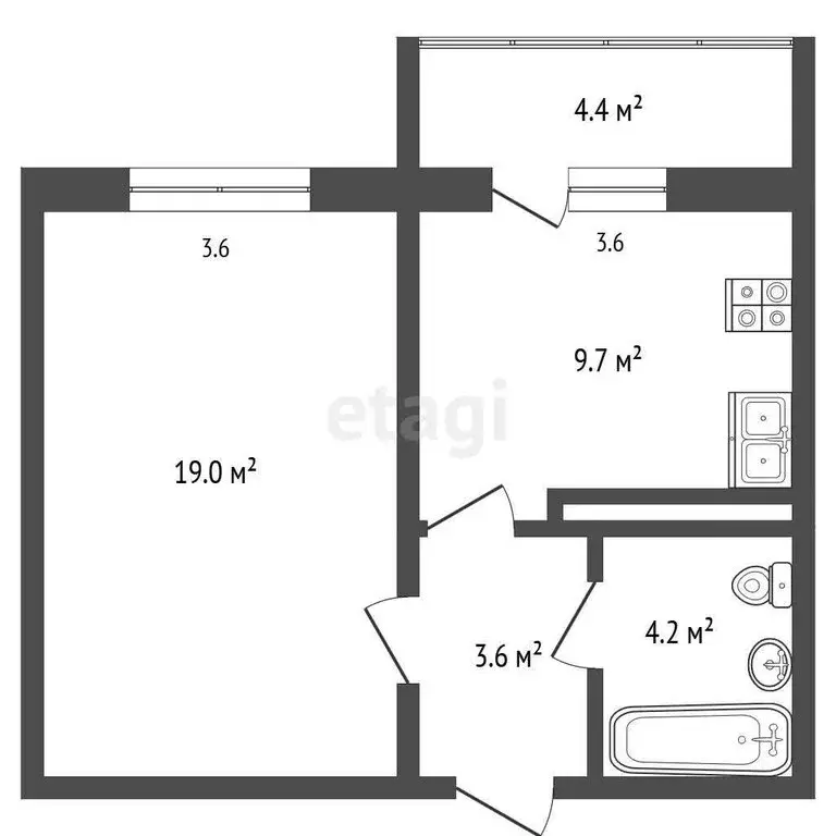 1-комнатная квартира: Орёл, Прожекторная улица, 2 (36.5 м) - Фото 1