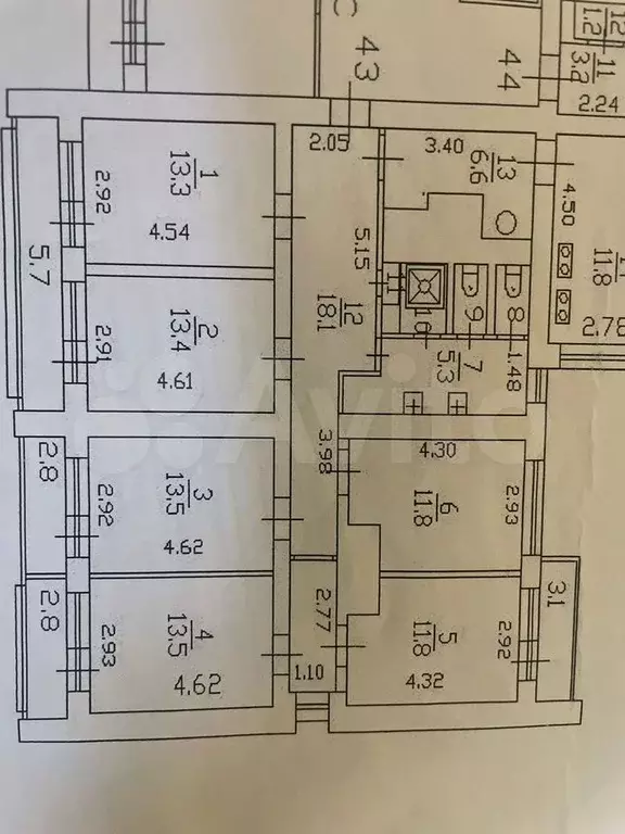 Комната 11,8 м в 6-к., 13/15 эт. - Фото 0