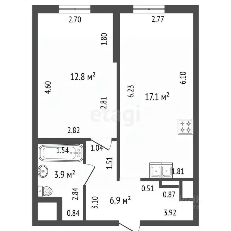 1-к кв. Санкт-Петербург пос. Парголово, Заречная ул., 50 (41.0 м) - Фото 2
