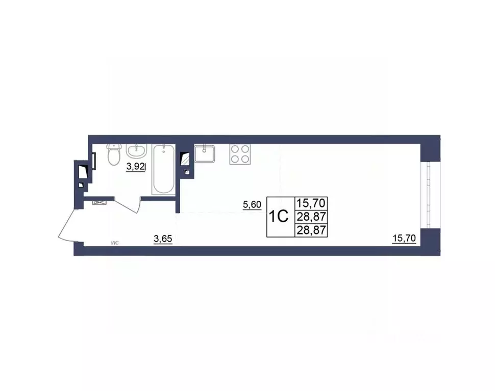 Студия Башкортостан, Уфа Космос жилой комплекс, лит1 (29.05 м) - Фото 0