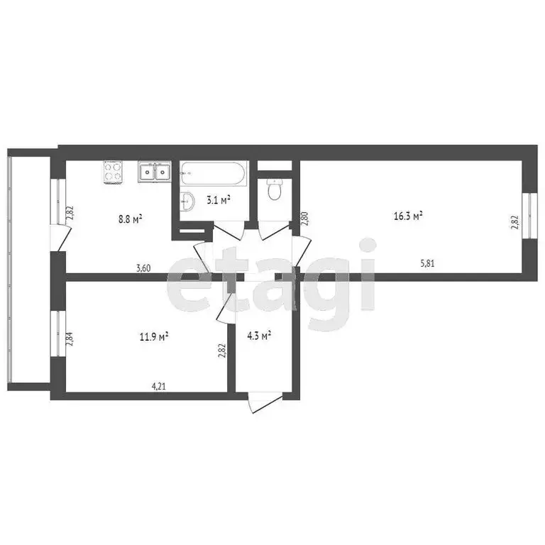 2-комнатная квартира: Челябинск, улица Конструктора Духова, 21 (56 м) - Фото 0