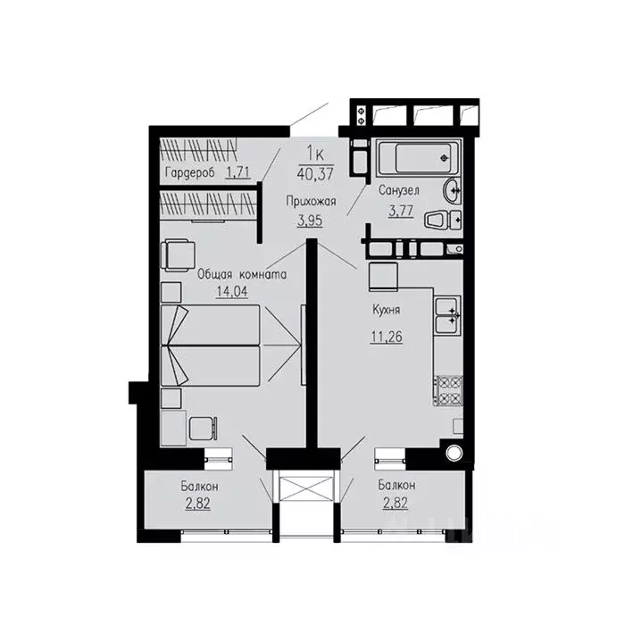 1-к кв. Ставропольский край, Пятигорск Скачки мкр,  (40.37 м) - Фото 1