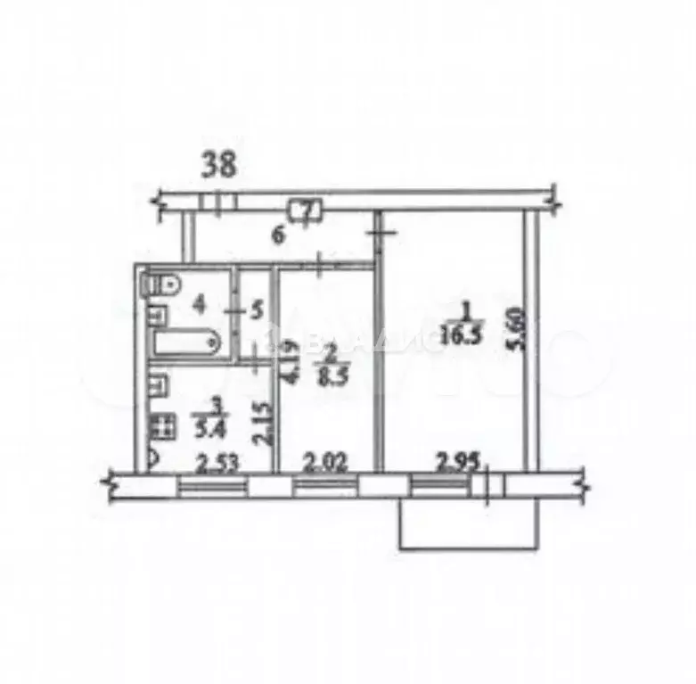 2-к. квартира, 40,5 м, 5/5 эт. - Фото 0