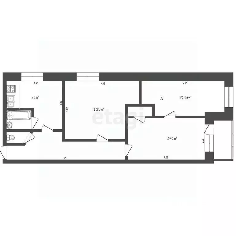 3-к кв. Тюменская область, Тюмень ул. Червишевский Тракт, 15/3 (73.1 ... - Фото 2