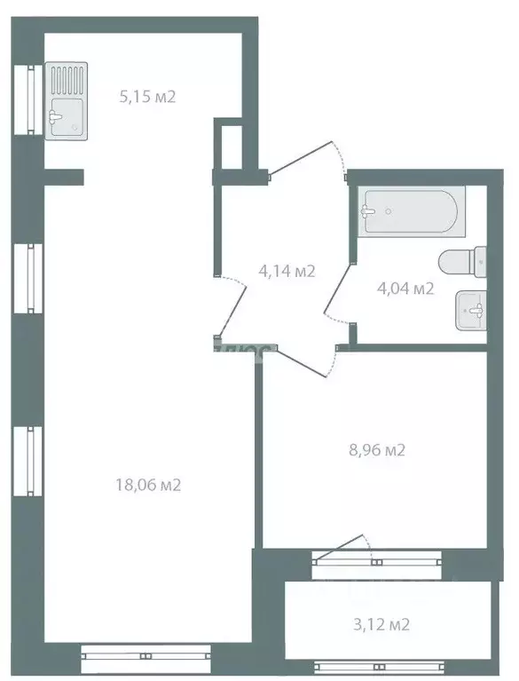 2-к кв. Иркутская область, Иркутск ул. Березовая Роща, 13Б (43.5 м) - Фото 2