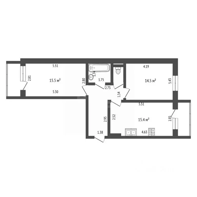 2-к кв. Мордовия, Саранск ул. Фурманова, 63 (57.9 м) - Фото 2