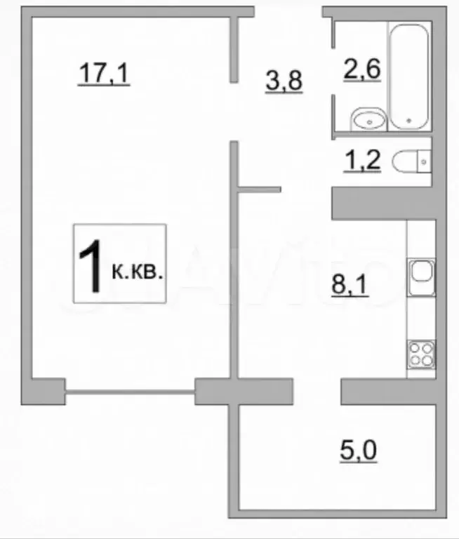 1-к. квартира, 38 м, 1/9 эт. - Фото 0