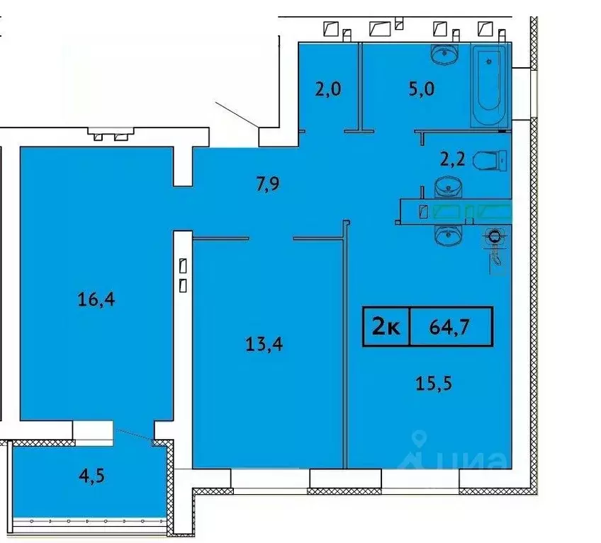 2-к кв. Ивановская область, Иваново ул. Смирнова (64.7 м) - Фото 0